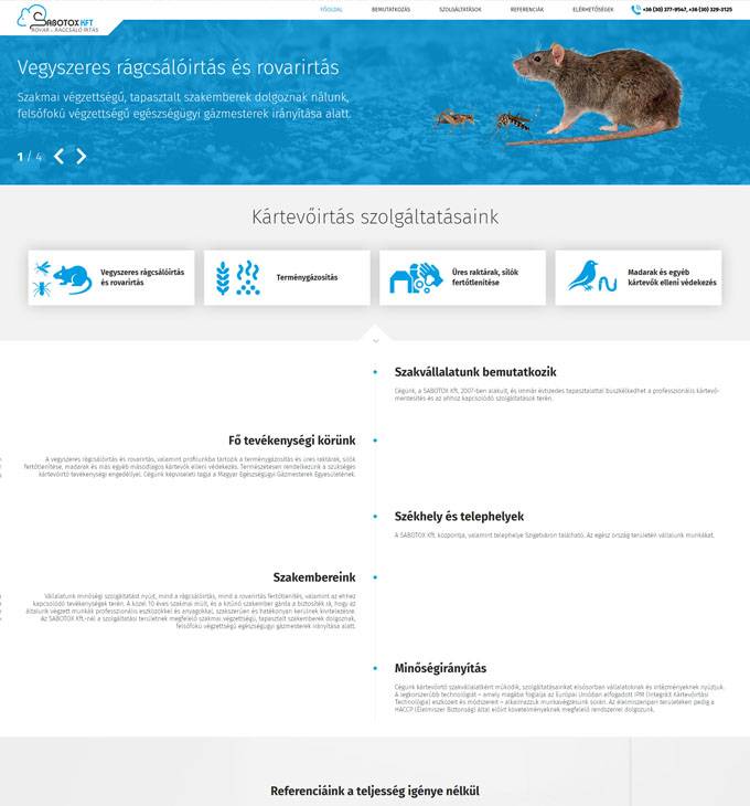 Sabotox.hu - rágcsálóirtás, rovarirtás, terménygázosítás - reszponzív honlapkészítés