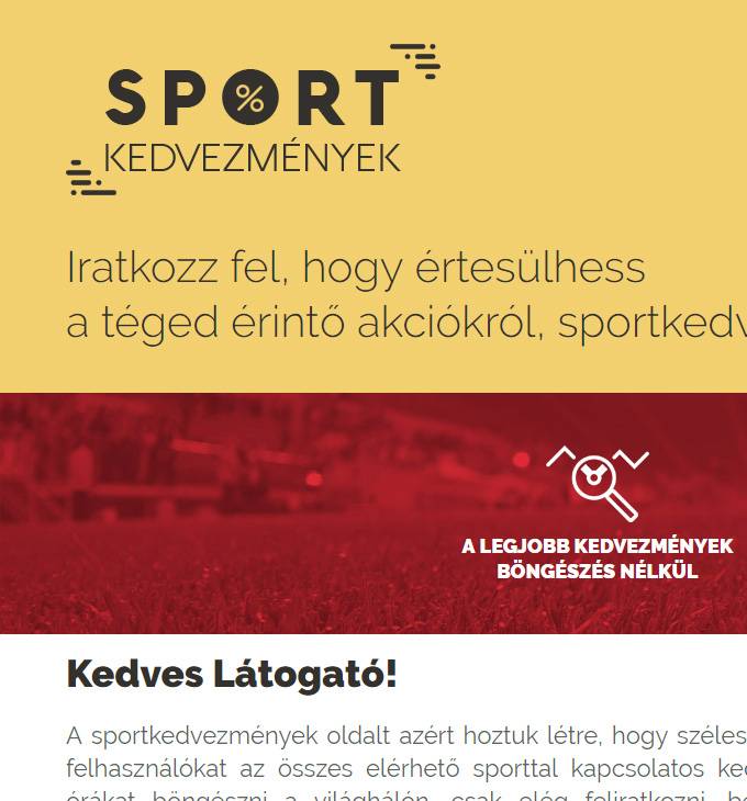 Sportkedvezmenyek.hu - Sport kedvezmények - reszponzív honlapkészítés