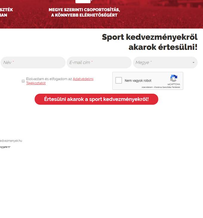 Sportkedvezmenyek.hu - Sport kedvezmények - reszponzív honlapkészítés