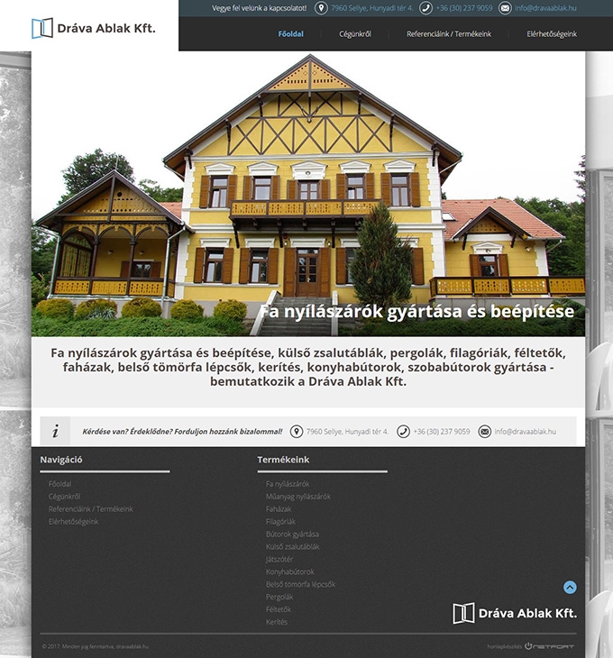 Dravaablak.hu céges weblap készítés
