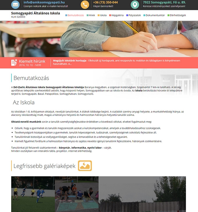 Amksomogyapati.hu reszponzív iskolai honlap készítés