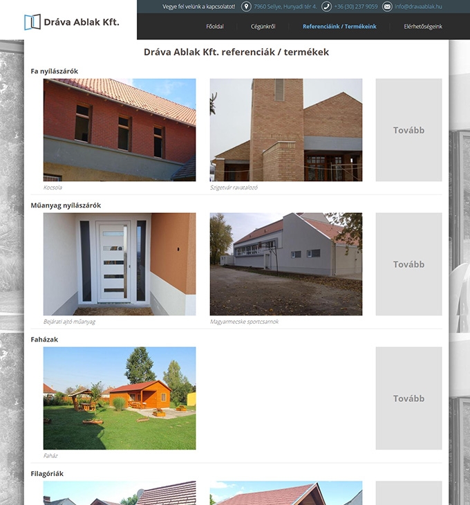 Dravaablak.hu céges weblap készítés