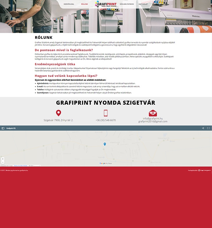 Grafiprint.hu céges honlap készítés