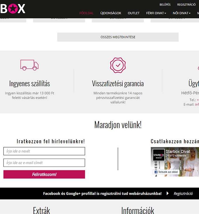 Starboxdivat.hu reszponzív divatruha webáruház