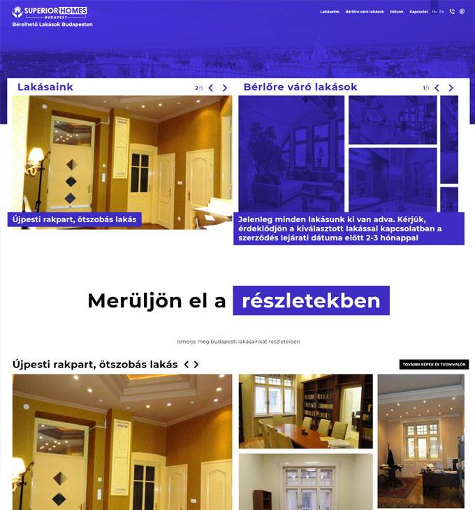 Superiorhomes.hu - bérelhető, kiadó lakások Budapesten - Reszponzív honlapkészítés