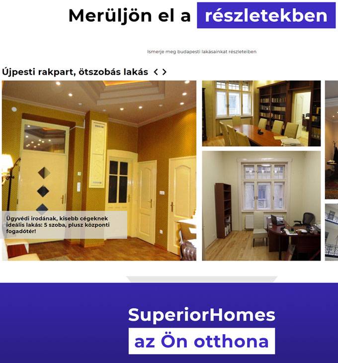 Superiorhomes.hu - bérelhető, kiadó lakások Budapesten - Reszponzív honlapkészítés