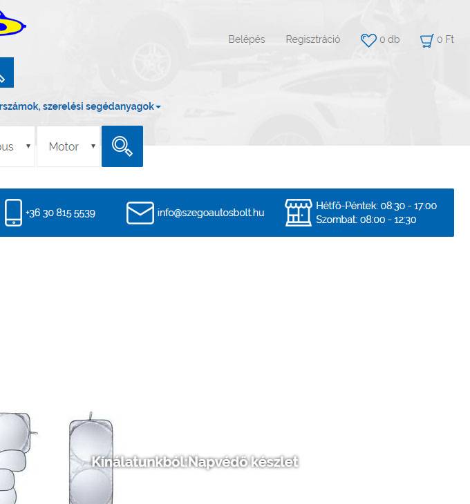 Szegoautosbolt.hu - minőségi autóalkatrészek - reszponzív webáruház készítés