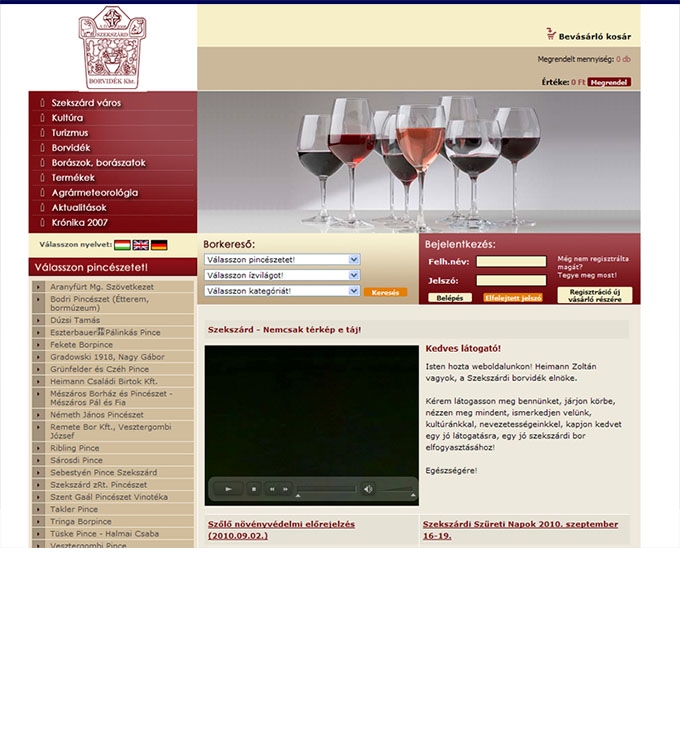 Szekszárdi bor weboldala