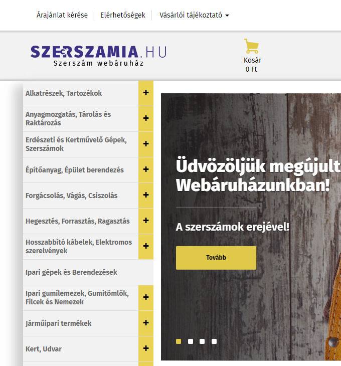 Szerszamia.hu - reszponzív szerszám webáruház készítés