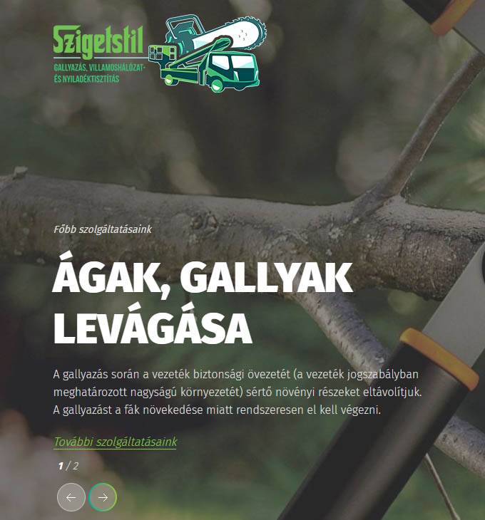 Szigetstil.hu - gallyazás, villamoshálózat- és nyiladéktisztítás - reszponzív weboldal készítés