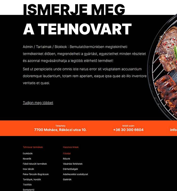 Tehnovar.hu - Grillek, pecsenyesütők és kiegészítők - reszponzív webáruház készítés