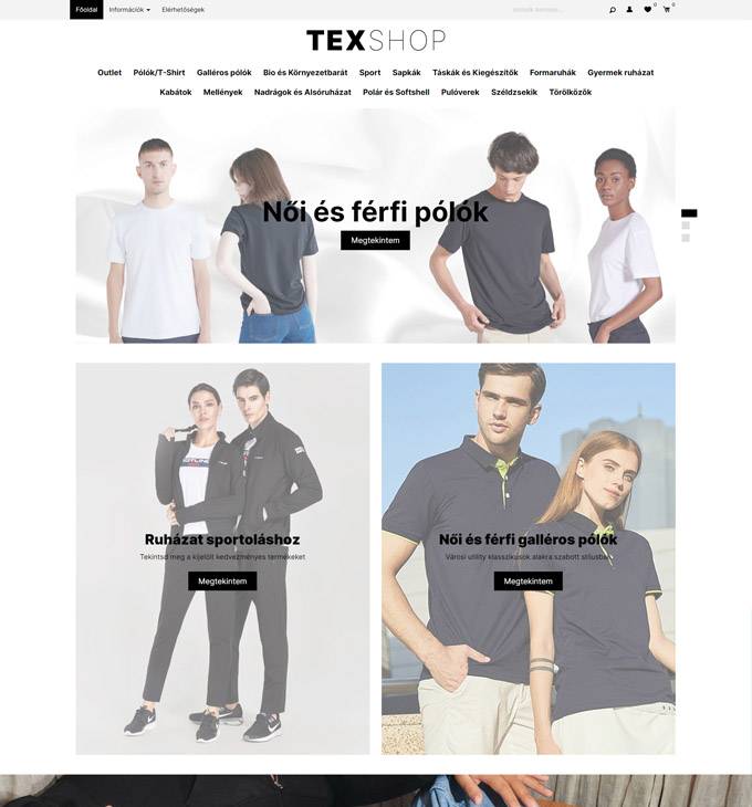 Texshop.hu - Női, férfi divat és ruházati webáruház - reszponzív webáruház készítés
