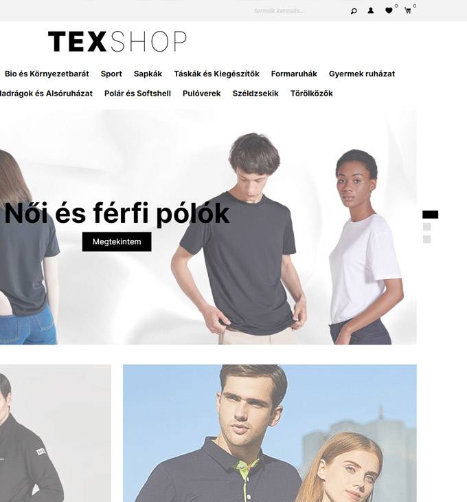 Texshop.hu - Női, férfi divat és ruházati webáruház - reszponzív webáruház készítés