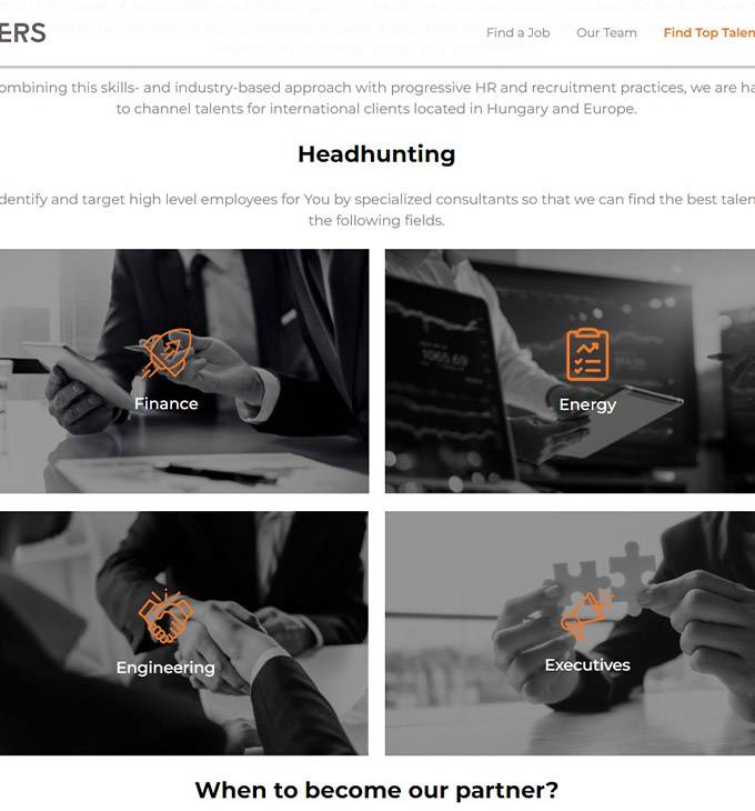 Theheadhunter.hu - Vizi and Partners, Fejvadász vállalkozás - reszponzív honlapkészítés