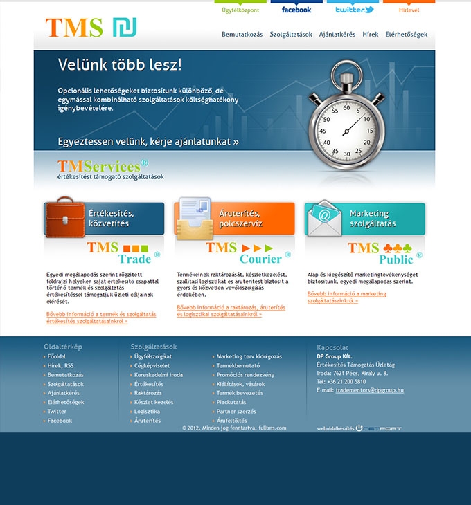 TMS Services értékesítést támogató szolgáltatások weboldal készítés