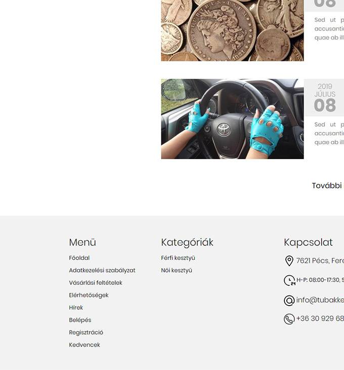 Tubakkesztyu.hu - Minőségi férfi és női bőrkesztyűk, Pécs - reszponzív webáruház készítés