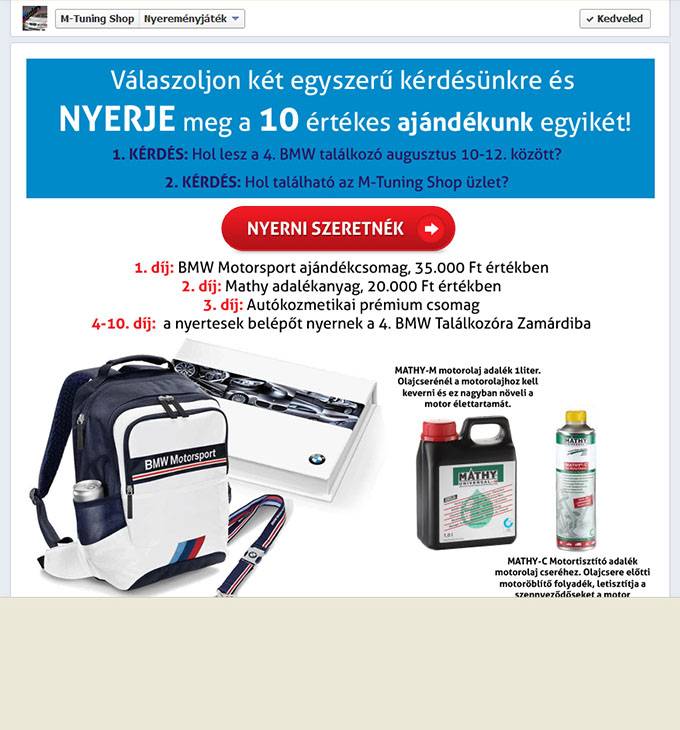 Facebook nyereményjáték - m-tuningshop.hu Facebook nyereményjáték - m-tuningshop.hu
