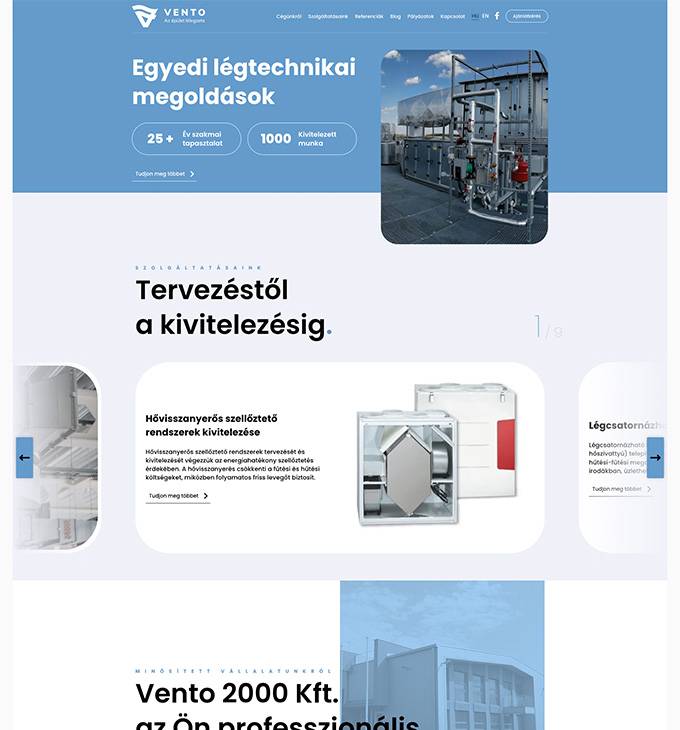 Vento2000.hu modern, letisztult honlap készítése