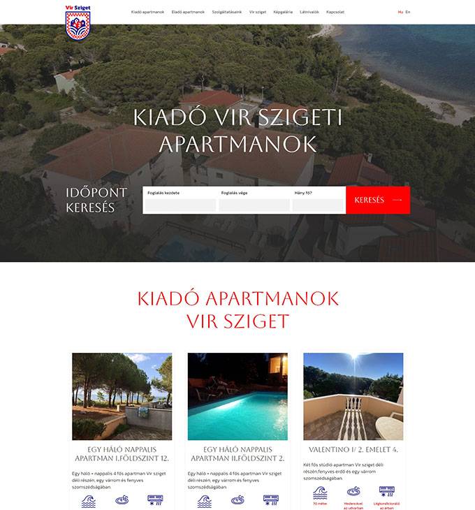 Virsziget.com - Vir sziget szállások, kiadó horvátországi apartmanok - reszponzív weboldal készítés