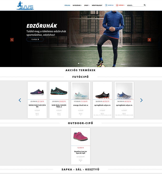 Vivaldisport.hu reszponzív sport webáruház készítés