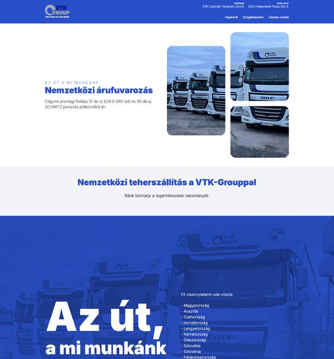 vtk-group.hu - VTK Group Nemzetközi teherszállítás - reszponzív weboldal készítés