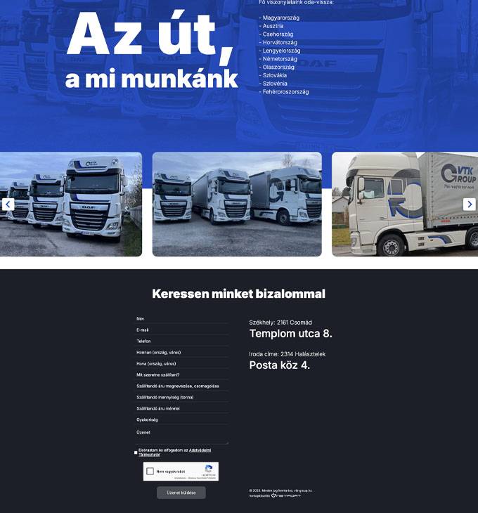 vtk-group.hu - VTK Group Nemzetközi teherszállítás - reszponzív weboldal készítés