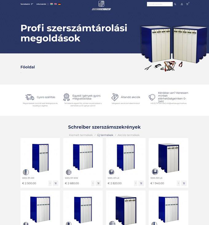 Werkzeugschrank.eu - Profi szerszámtárolási megoldások - reszponzív webáruház készítés