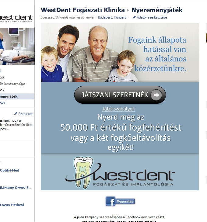 Facebook nyereményjáték WestDent fogászat