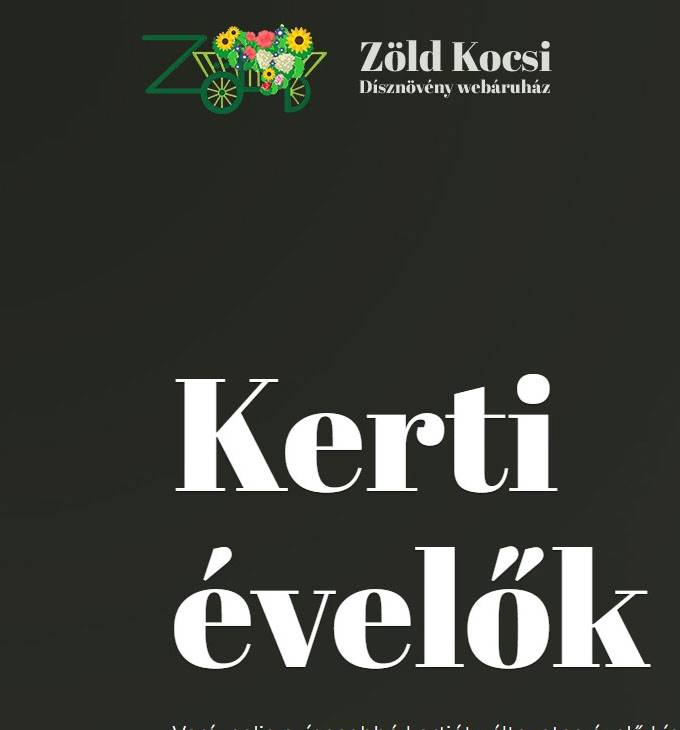 Zoldkocsikert.hu - Kertészeti webáruház, kerti dísznövények - reszponzív webáruház készítés