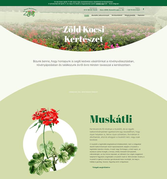 Zoldkocsikerteszet.hu - Zöld Kocsi Kertészet, Kocs - reszponzív honlapkészítés