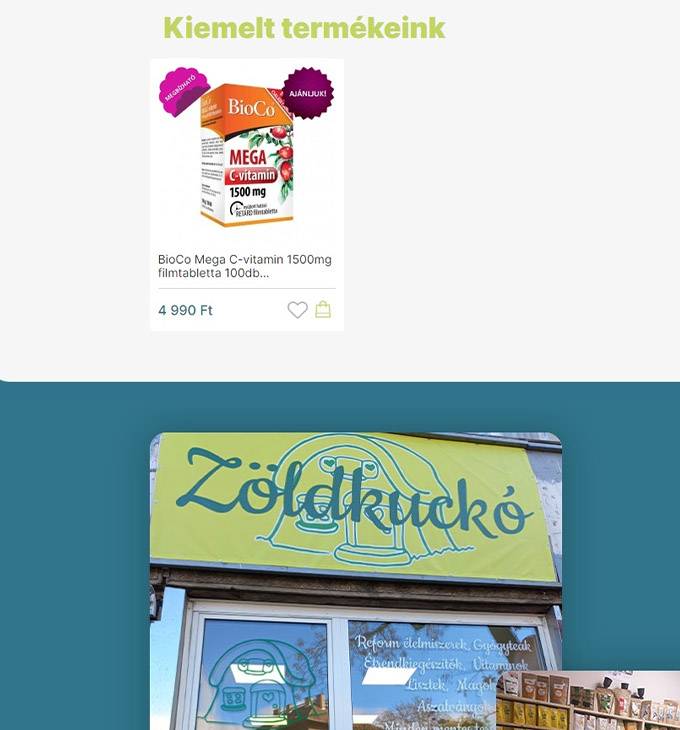 Zoldkuckobioshop.hu - Bio bolt webáruház - reszponzív webáruház készítés